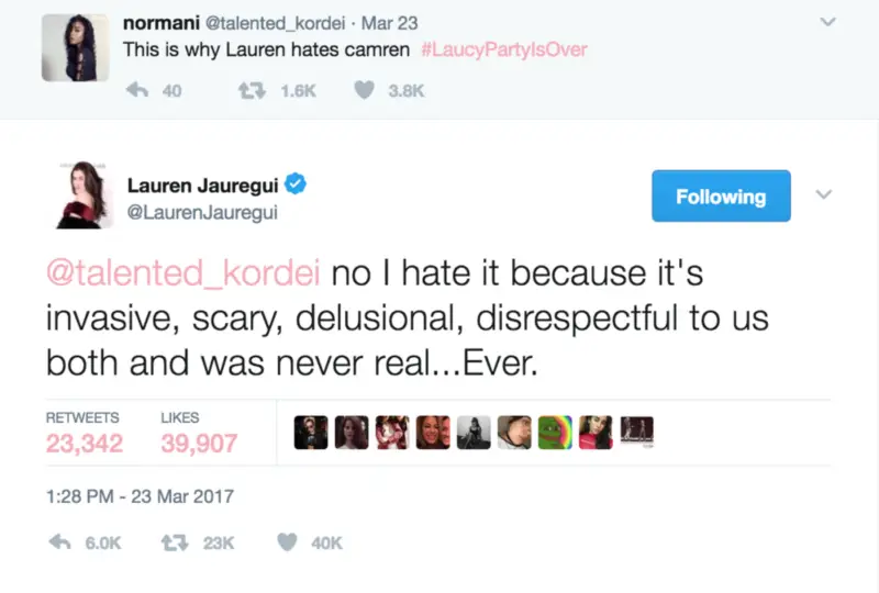 Lauren Jauregui потвърждава, че никога не е излизала с колежката си от групата Camila Cabello