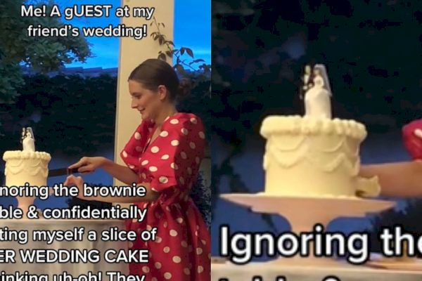 Un invité de mariage coupe par erreur un gâteau de mariage intact en pensant qu'il a oublié de le servir